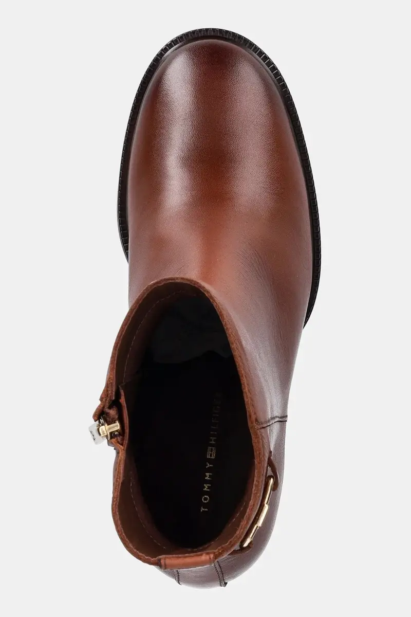 stivaletti alla caviglia in pelle STACKED HEEL LEATHER ANKLE BOOT donna colore marrone FW0FW08864 miniatura 4