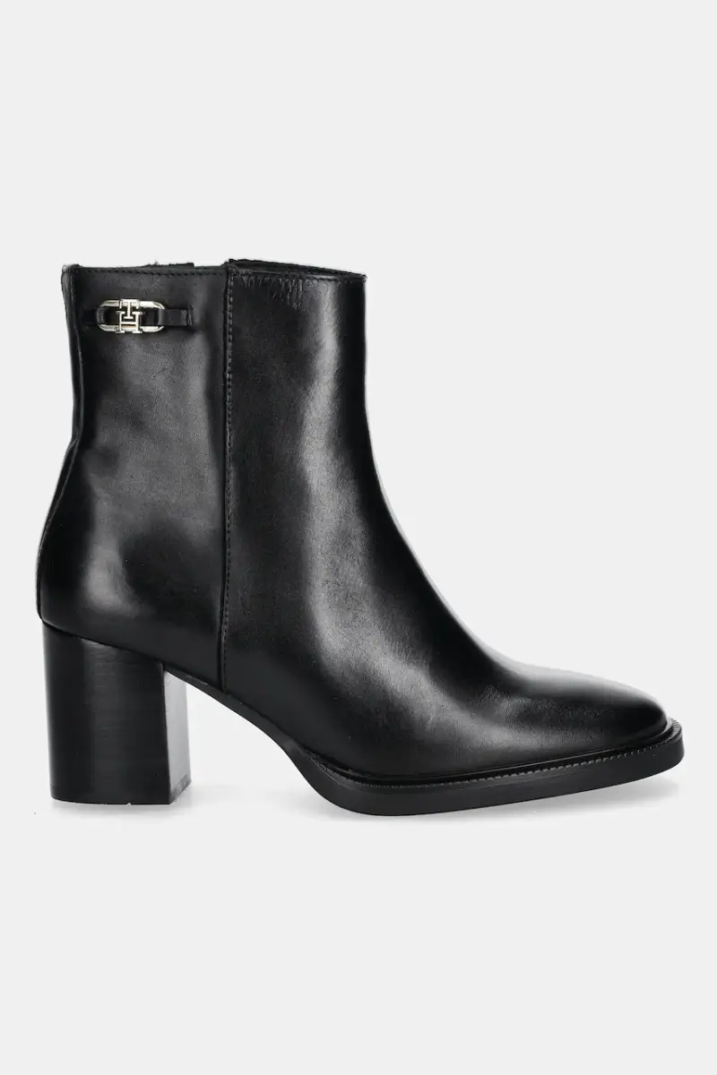 stivaletti alla caviglia in pelle STACKED HEEL LEATHER ANKLE BOOT donna colore nero FW0FW08864 miniatura 2