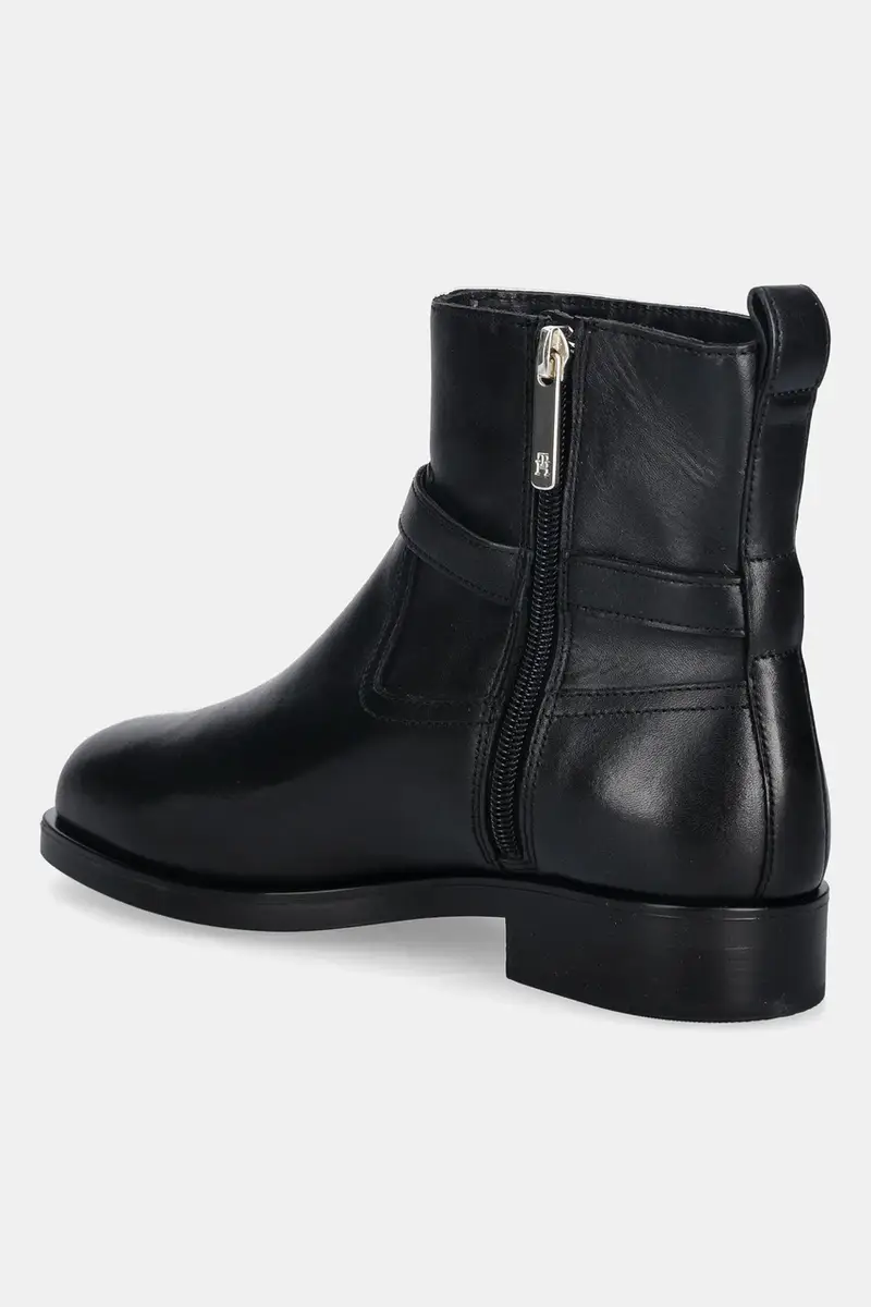 stivaletti alla caviglia in pelle TH BUCKLE RIDING LEATHER BOOTIE donna colore nero FW0FW08781 miniatura 3