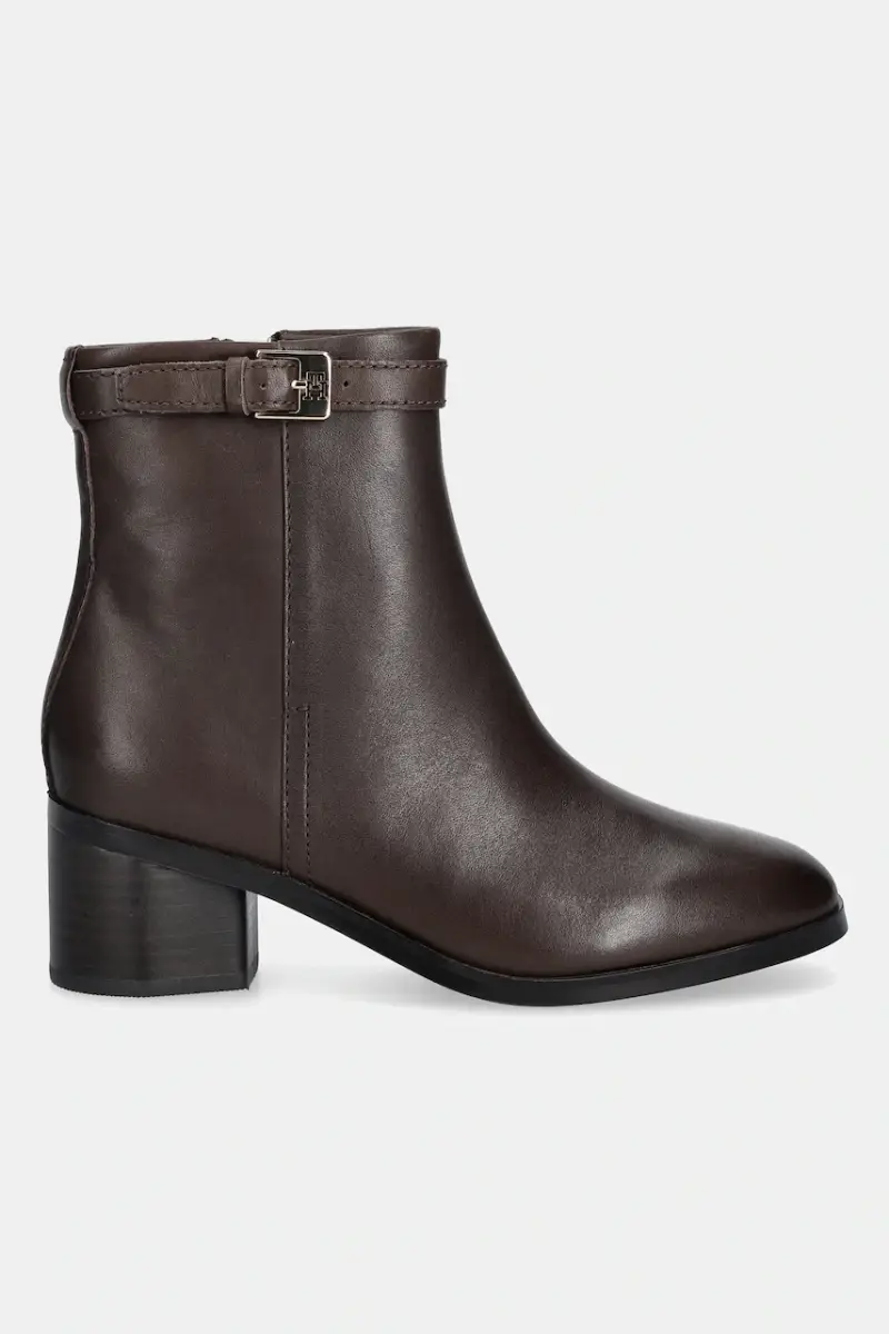 stivaletti alla caviglia in pelle TH BUCKLE RIDING MID HEEL BOOTIE donna colore marrone FW0FW08859 miniatura 2