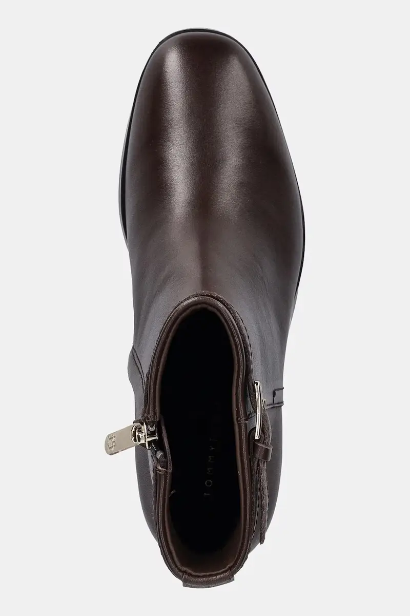 stivaletti alla caviglia in pelle TH BUCKLE RIDING MID HEEL BOOTIE donna colore marrone FW0FW08859 miniatura 4