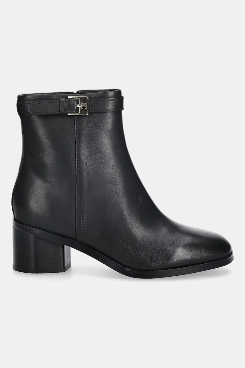 stivaletti alla caviglia in pelle TH BUCKLE RIDING MID HEEL BOOTIE donna colore nero FW0FW08859 miniatura 2
