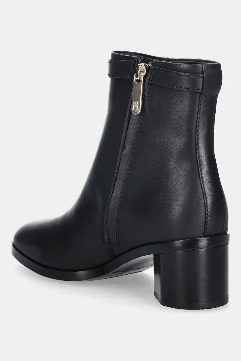 stivaletti alla caviglia in pelle TH BUCKLE RIDING MID HEEL BOOTIE donna colore nero FW0FW08859 miniatura 3