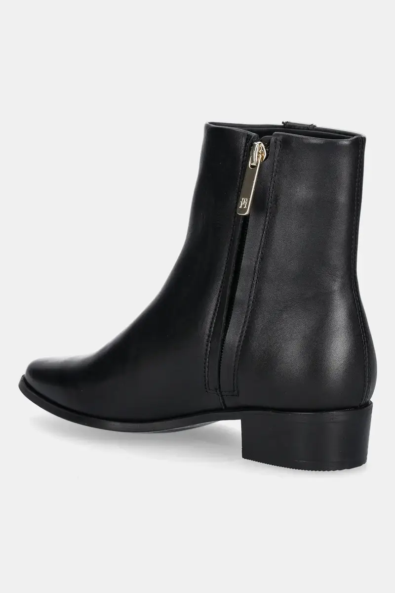 stivaletti alla caviglia in pelle TH LEATHER POINTY ZIP BOOTIE donna colore nero FW0FW08980 miniatura 3