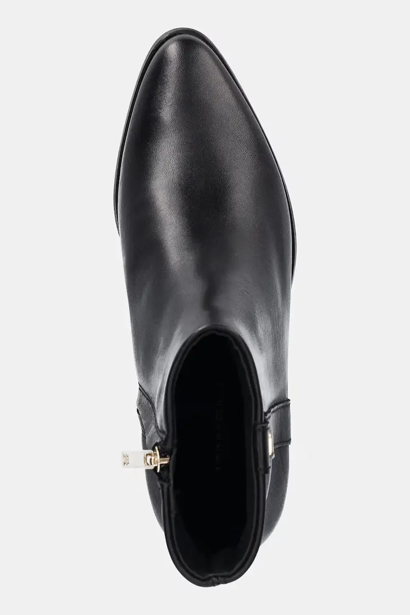 stivaletti alla caviglia in pelle TH LEATHER POINTY ZIP BOOTIE donna colore nero FW0FW08980 miniatura 4