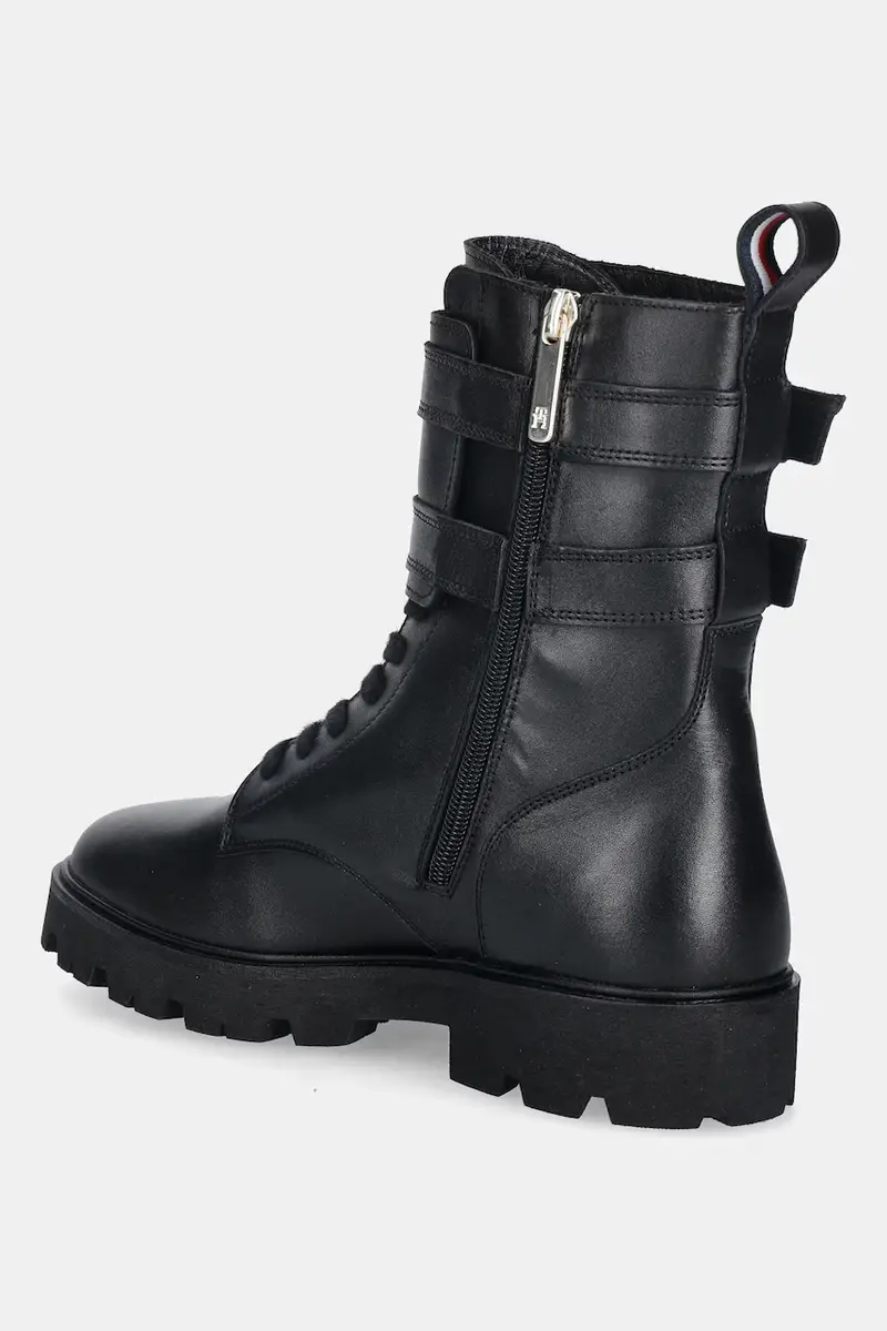 stivaletti alla caviglia in pelle TH LTHR BIKER LACEUP donna colore nero FW0FW08986 miniatura 3