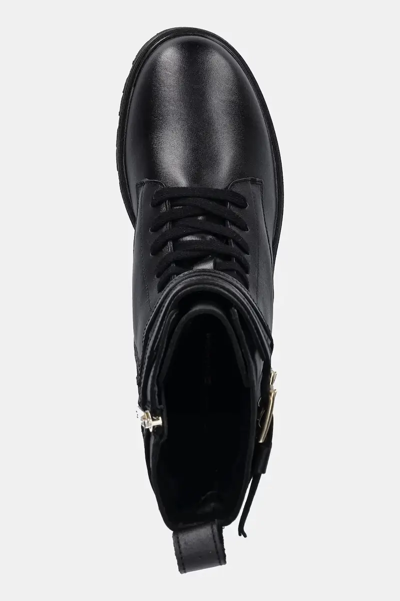 stivaletti alla caviglia in pelle TH LTHR BIKER LACEUP donna colore nero FW0FW08986 miniatura 4