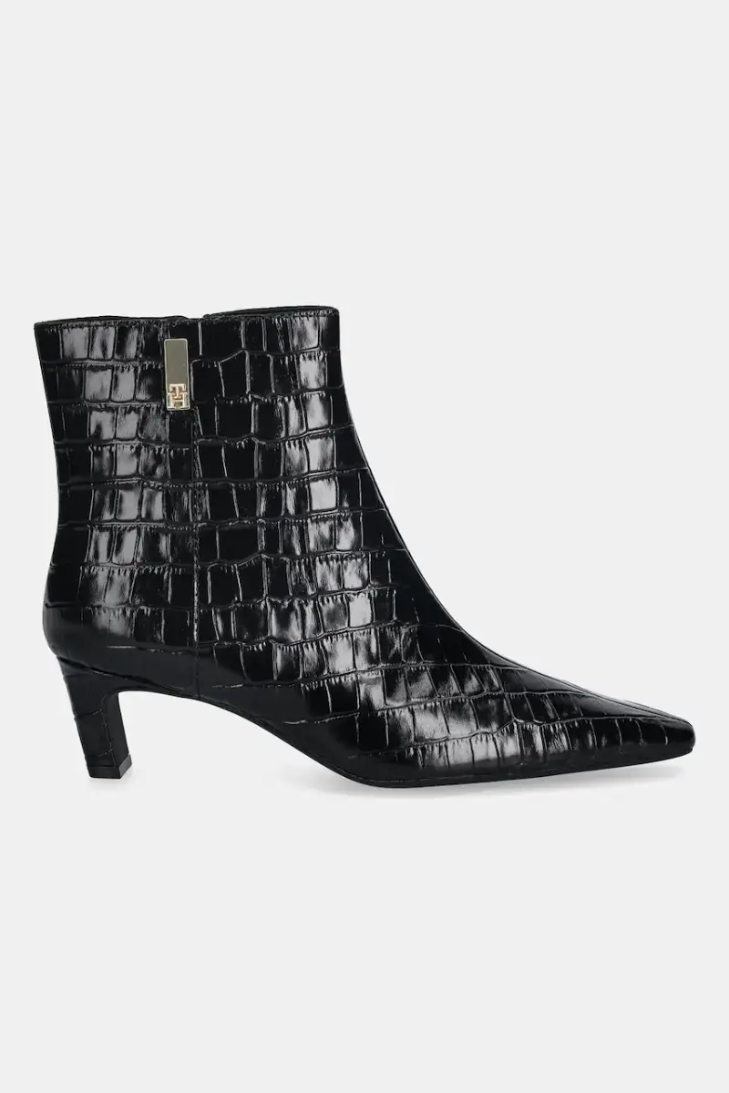 stivaletti alla caviglia in pelle TH SQUARE TOE CROC KITTEN BOOTIE donna colore nero FW0FW09162 miniatura 2