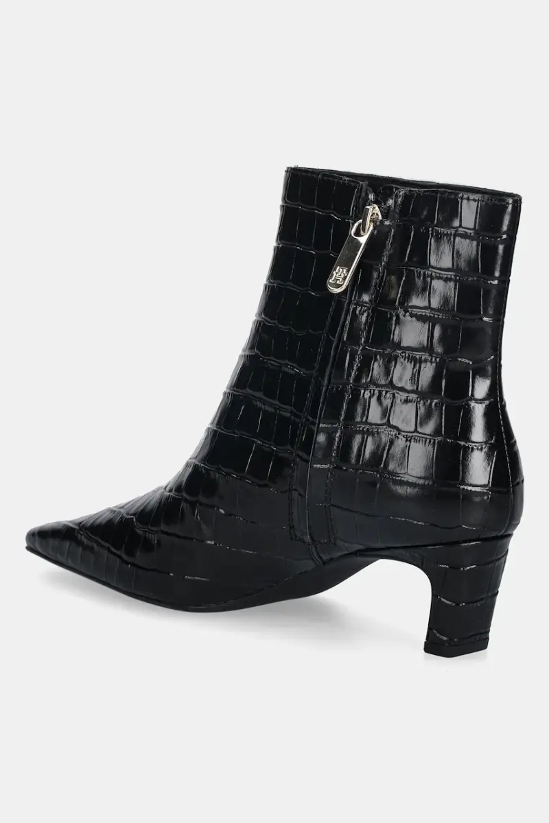 stivaletti alla caviglia in pelle TH SQUARE TOE CROC KITTEN BOOTIE donna colore nero FW0FW09162 miniatura 3