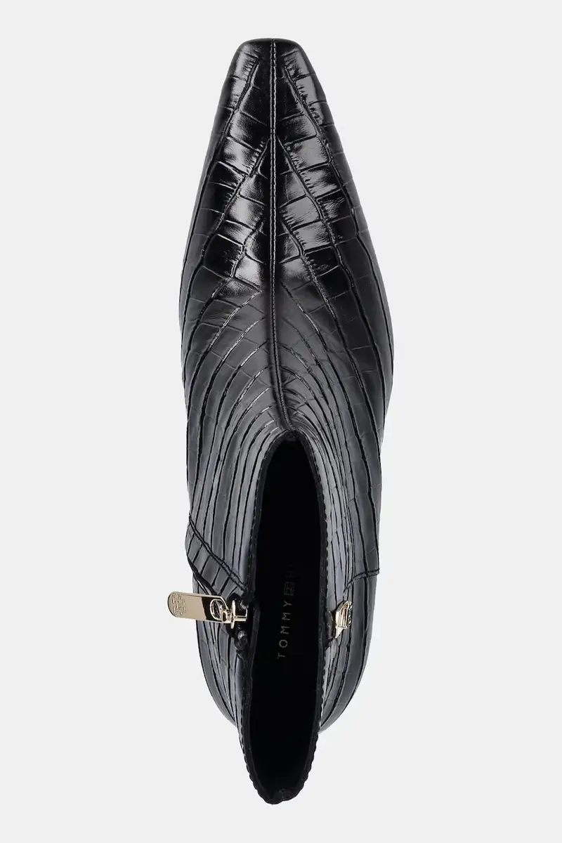 stivaletti alla caviglia in pelle TH SQUARE TOE CROC KITTEN BOOTIE donna colore nero FW0FW09162 miniatura 4