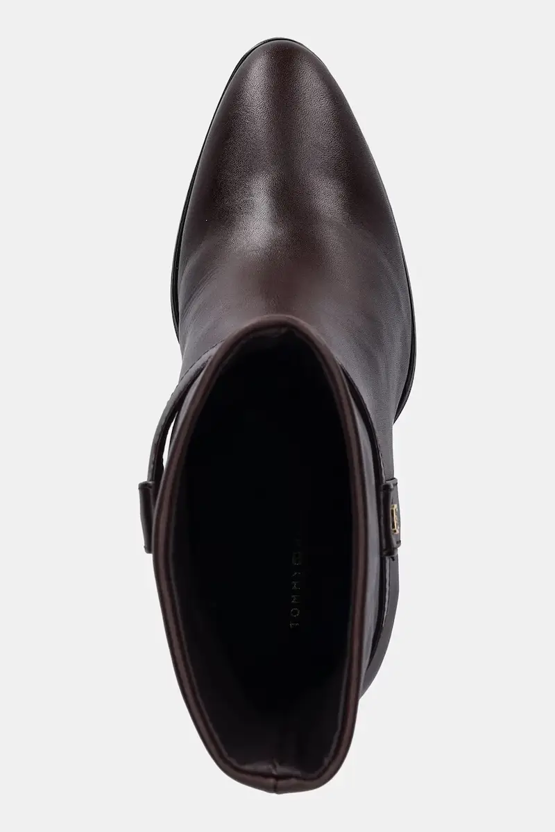 stivaletti alla caviglia in pelle TH T-STRAP LEATHER POINTY BOOTIE donna colore marrone FW0FW08984 miniatura 4