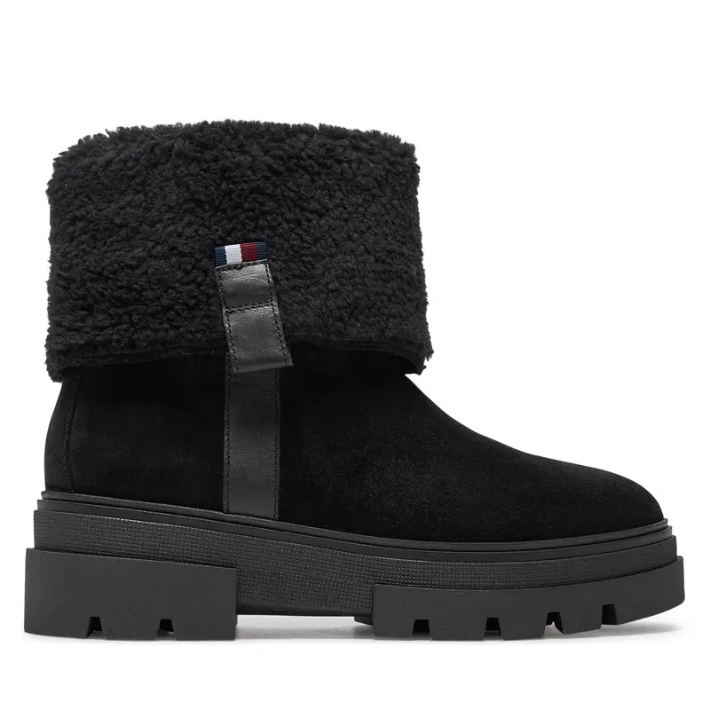 Stivaletti Tommy Hilfiger Faux Fur Suede Roll-Down Boot FW0FW08158 Nero
