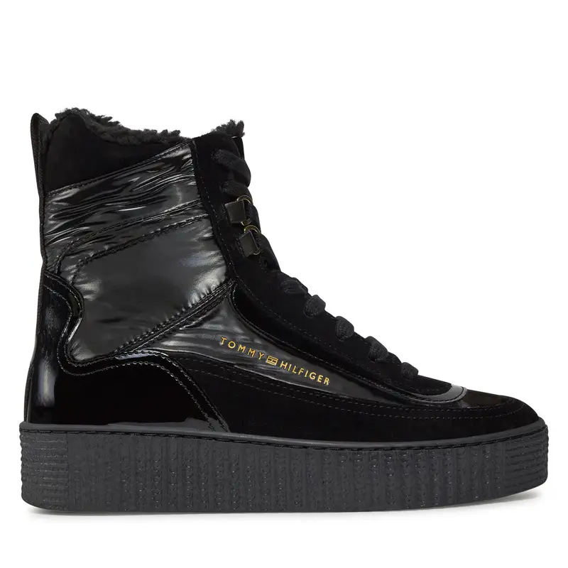 Stivaletti Tommy Hilfiger Patent Laceup City Snow Boot FW0FW07841 Nero
