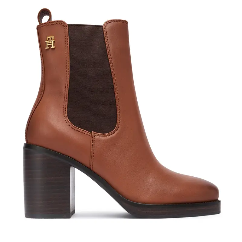 Stivaletti Tommy Hilfiger Square Toe Chelsea High Block Hl FW0FW08844 Marrone