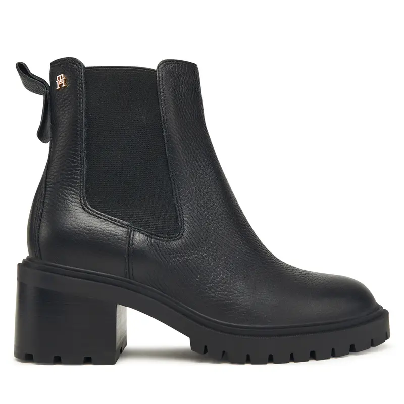 Stivaletti Tommy Hilfiger Th Leather Chelsea Cleated Heel FW0FW08774 Nero
