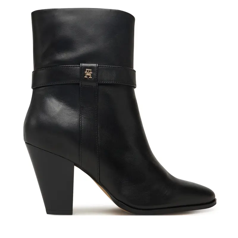 Stivaletti Tommy Hilfiger Th T-Strap Leather Pointy Bootie FW0FW08984 Nero