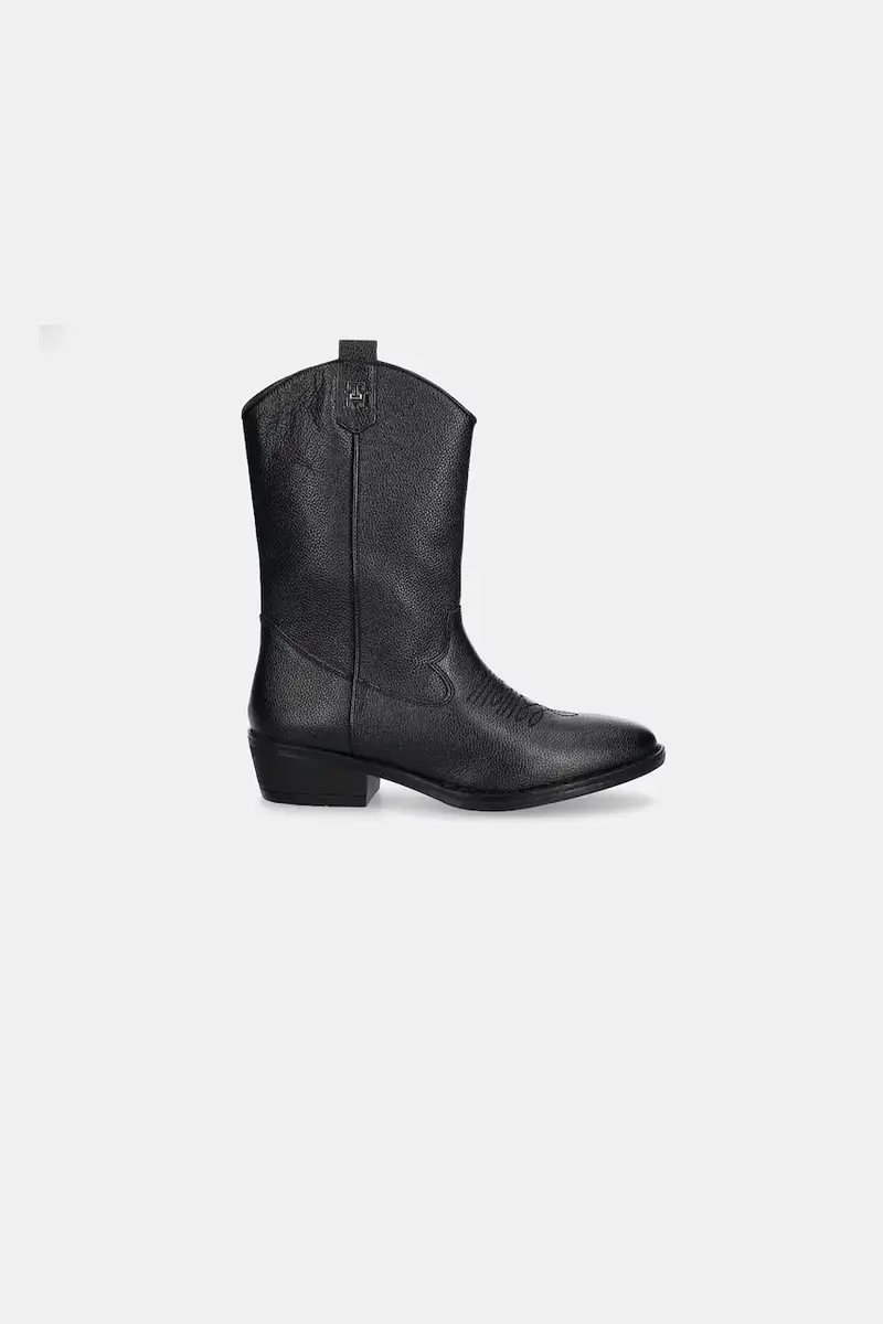 stivali da cowboy in pelle bambino/a colore nero T3A6-34040 miniatura 2