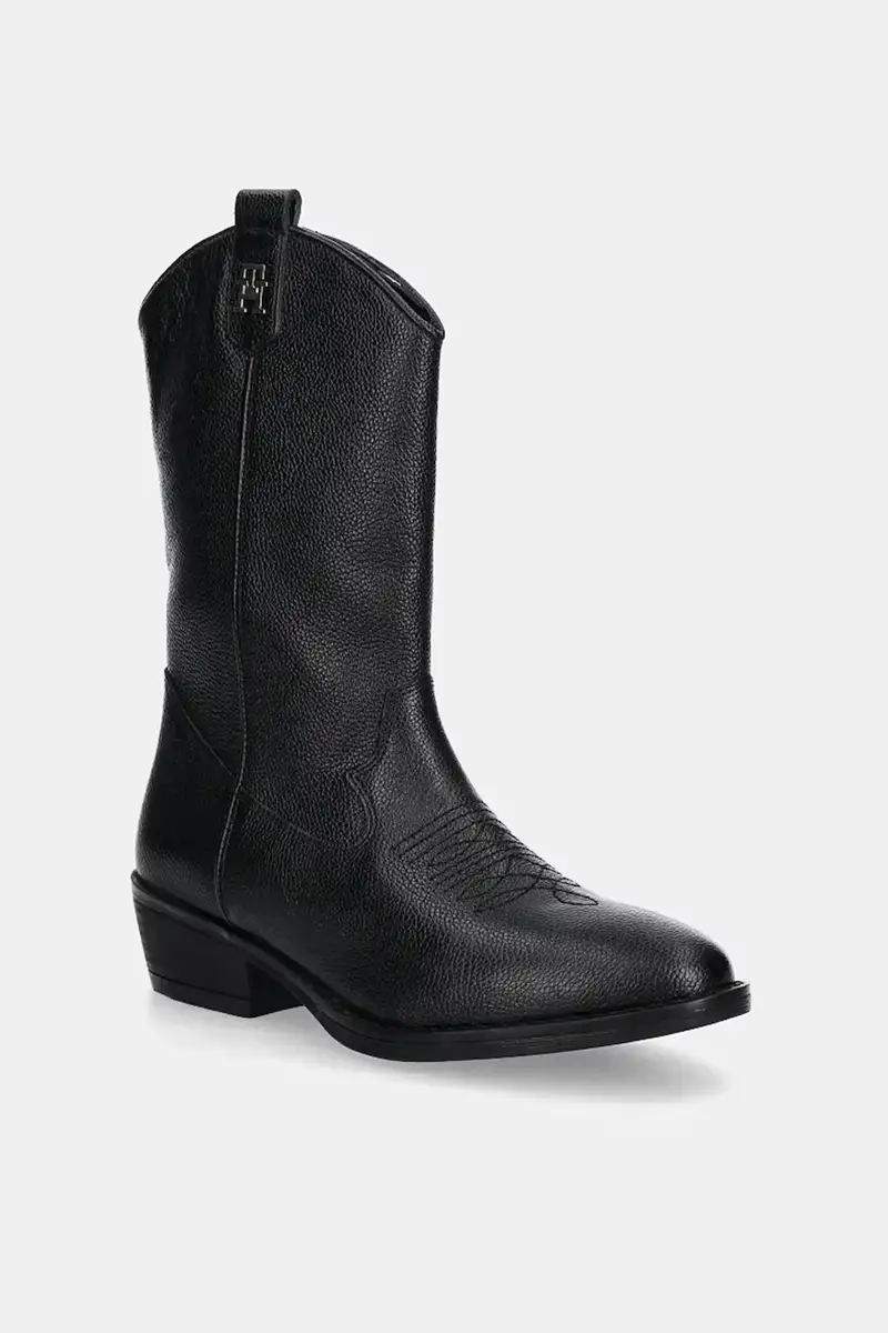 stivali da cowboy in pelle bambino/a colore nero T3A6-34040 miniatura 5