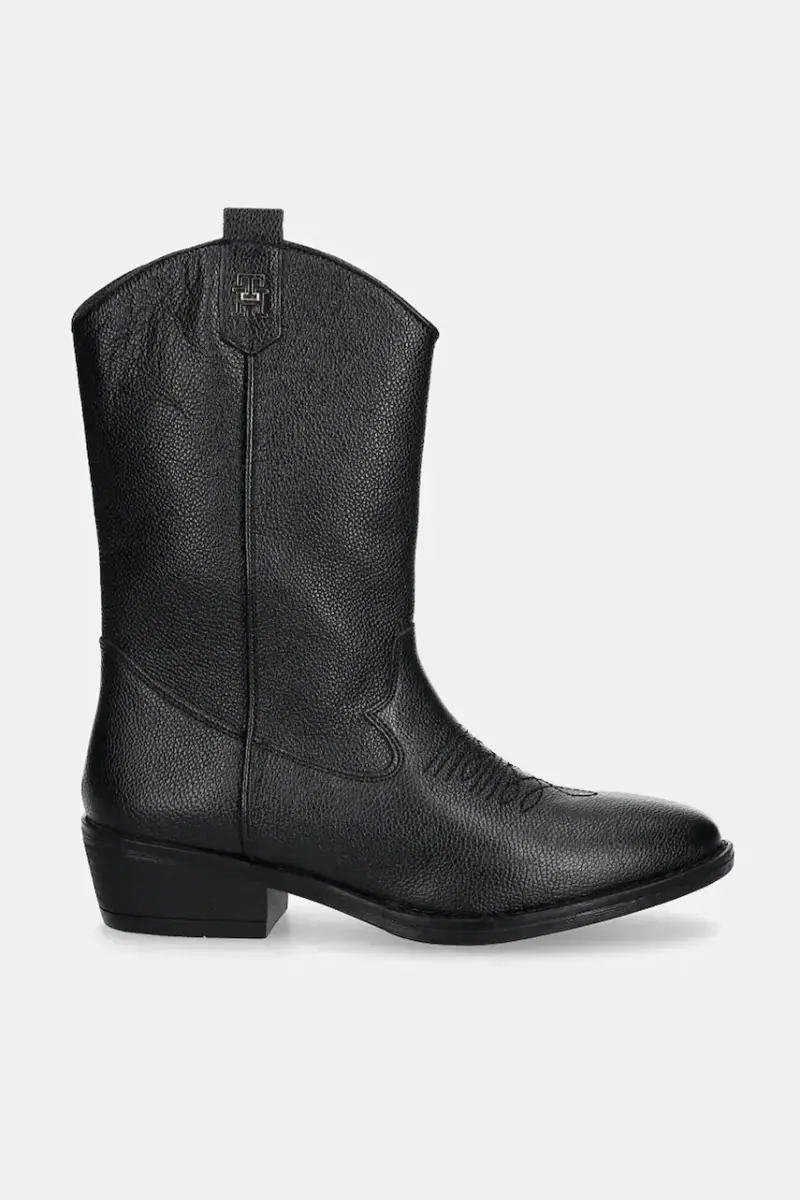 stivali da cowboy in pelle bambino/a colore nero T3A6-34040