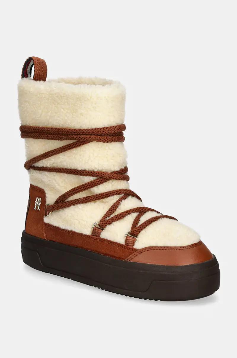 stivali da neve LACE-UP FAUX SHEARLING SNOWBOOT colore marrone FW0FW08252
