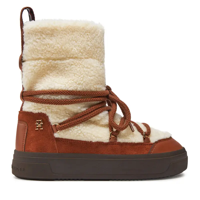 Stivali da neve Tommy Hilfiger Lace-Up Faux Shearling Snowboot FW0FW08252 Beige