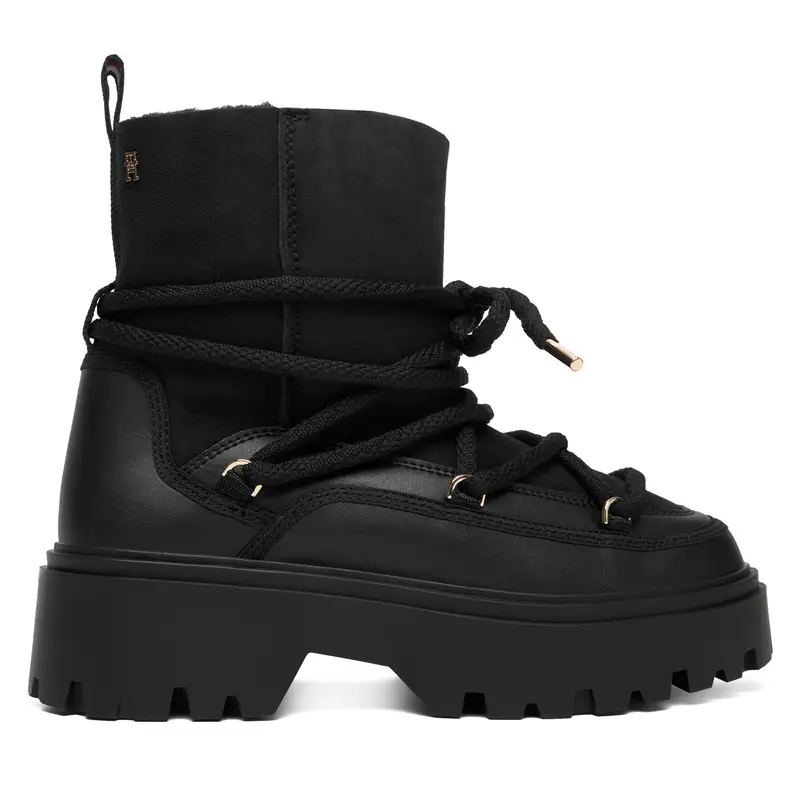 Stivali da neve Tommy Hilfiger Real Shearling Laceup Snowboot FW0FW08996 Nero