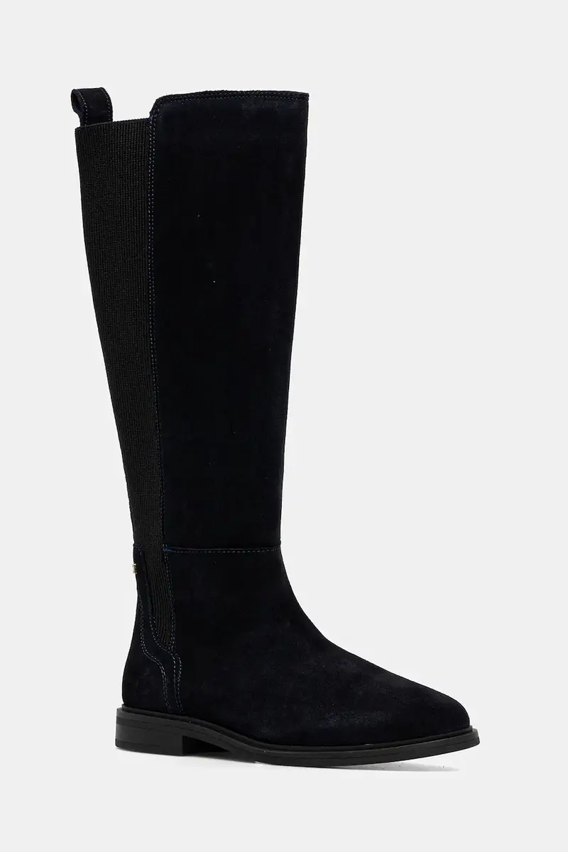 stivali in pelle scamosciata FLAG SUEDE LONG BOOT donna colore blu navy FW0FW08779