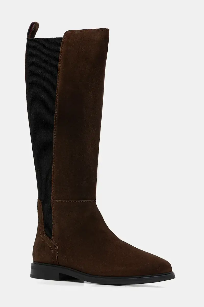 stivali in pelle scamosciata FLAG SUEDE LONG BOOT donna colore marrone FW0FW08779