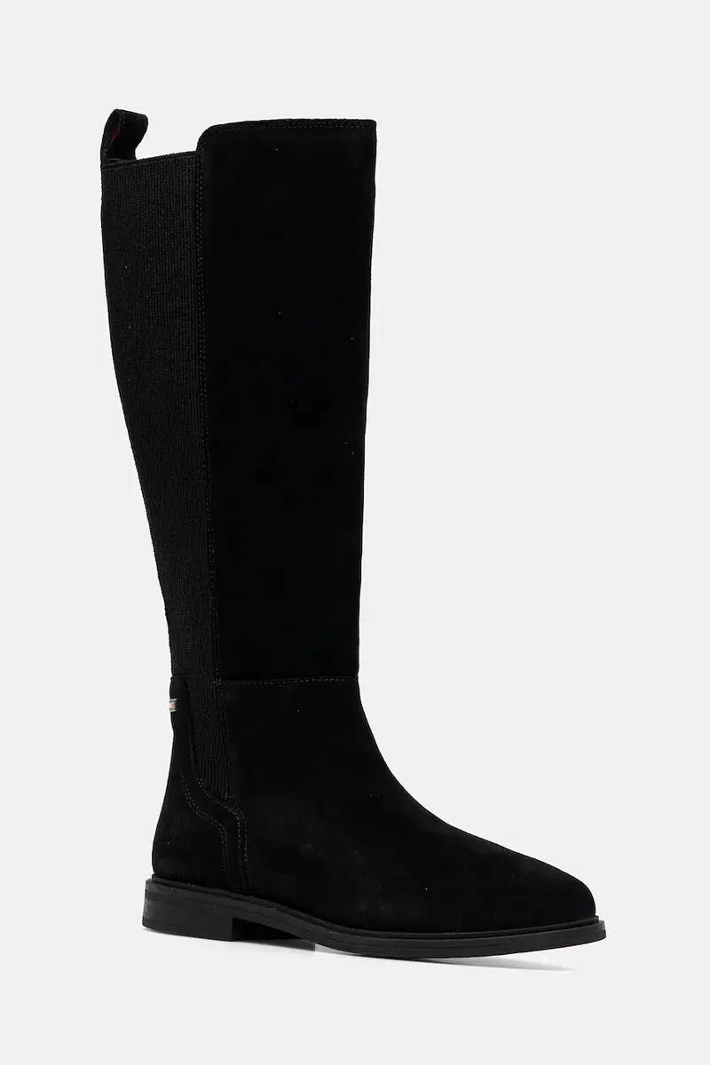 stivali in pelle scamosciata FLAG SUEDE LONG BOOT donna colore nero FW0FW08779
