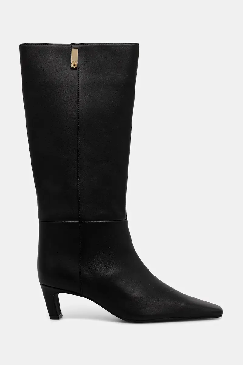 stivali in pelle SQUARE TOE KITTEN LONG Nero miniatura 2