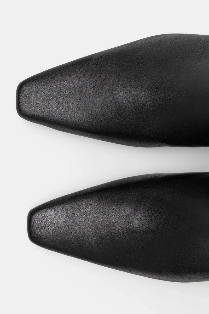 stivali in pelle SQUARE TOE KITTEN LONG Nero miniatura 4