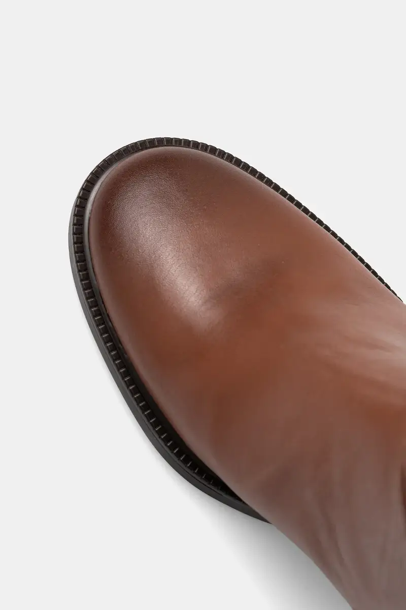 stivali in pelle STACKED HEEL LEATHER LONG BOOT donna colore marrone FW0FW08865 miniatura 4