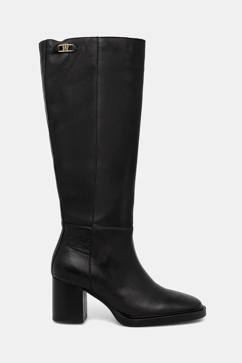 stivali in pelle STACKED HEEL LEATHER LONG BOOT donna colore nero FW0FW08865 miniatura 2