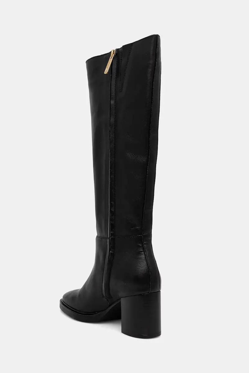 stivali in pelle STACKED HEEL LEATHER LONG BOOT donna colore nero FW0FW08865 miniatura 3