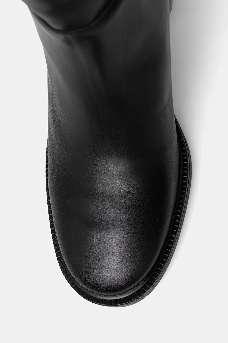 stivali in pelle STACKED HEEL LEATHER LONG BOOT donna colore nero FW0FW08865 miniatura 4