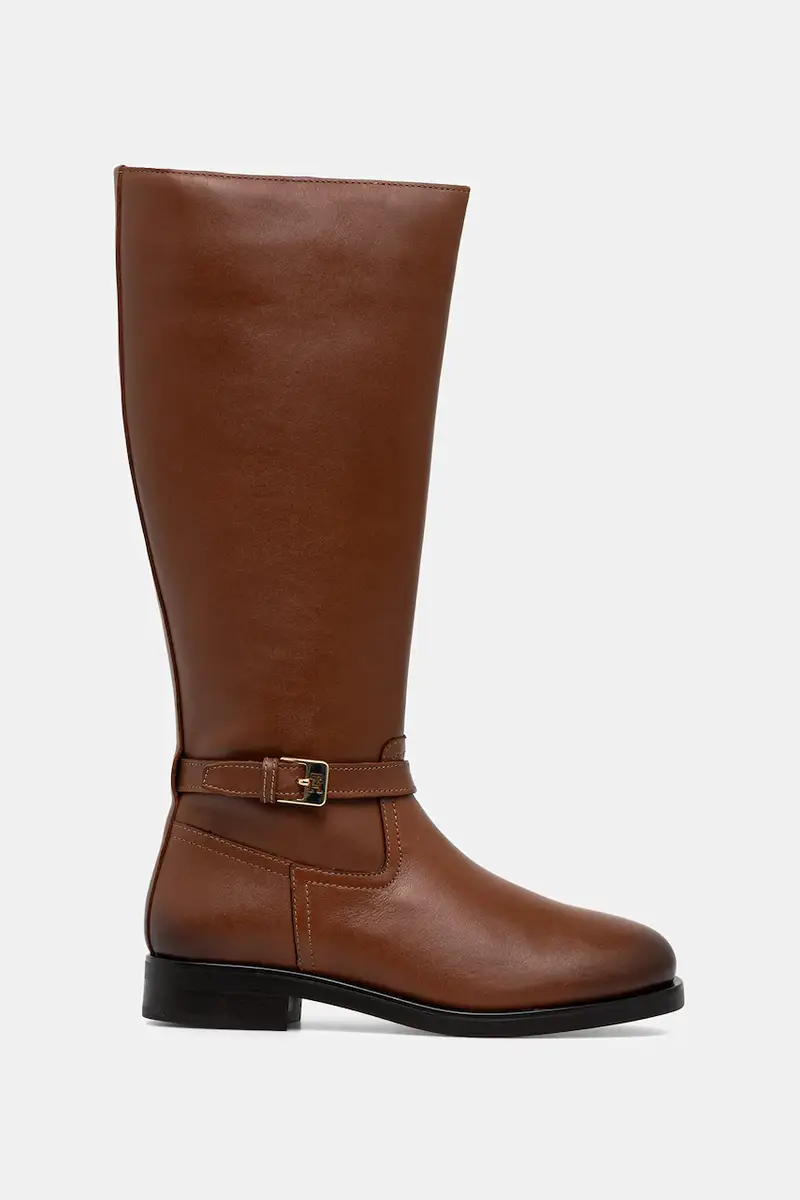stivali in pelle TH BUCKLE RIDING LTHR LONG BOOT donna colore marrone FW0FW08873 miniatura 2