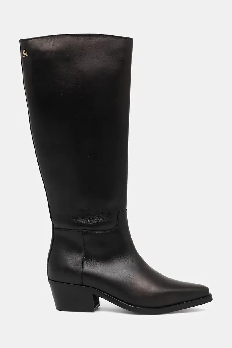 stivali in pelle TH COWBOY LEATHER LONG BOOT donna colore nero FW0FW09157 miniatura 2