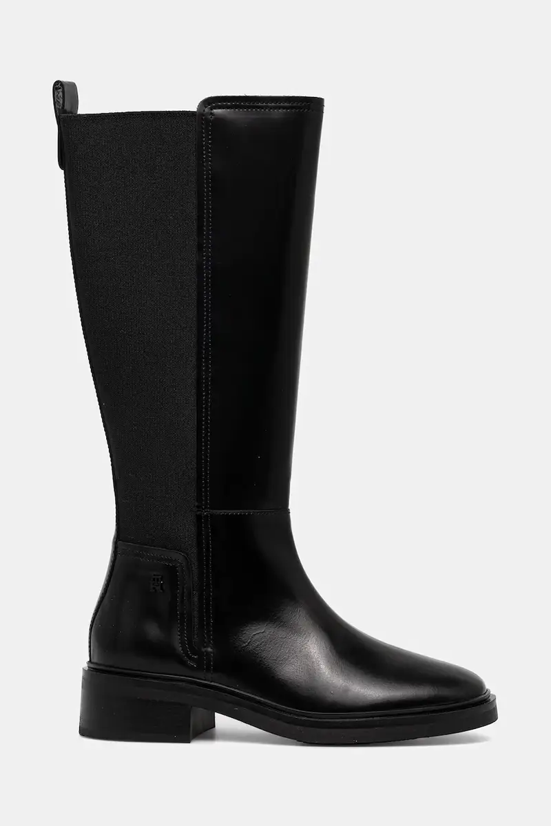 stivali in pelle TH MINIMAL ABRASIVATO LONG BOOT donna colore nero FW0FW08979 miniatura 2