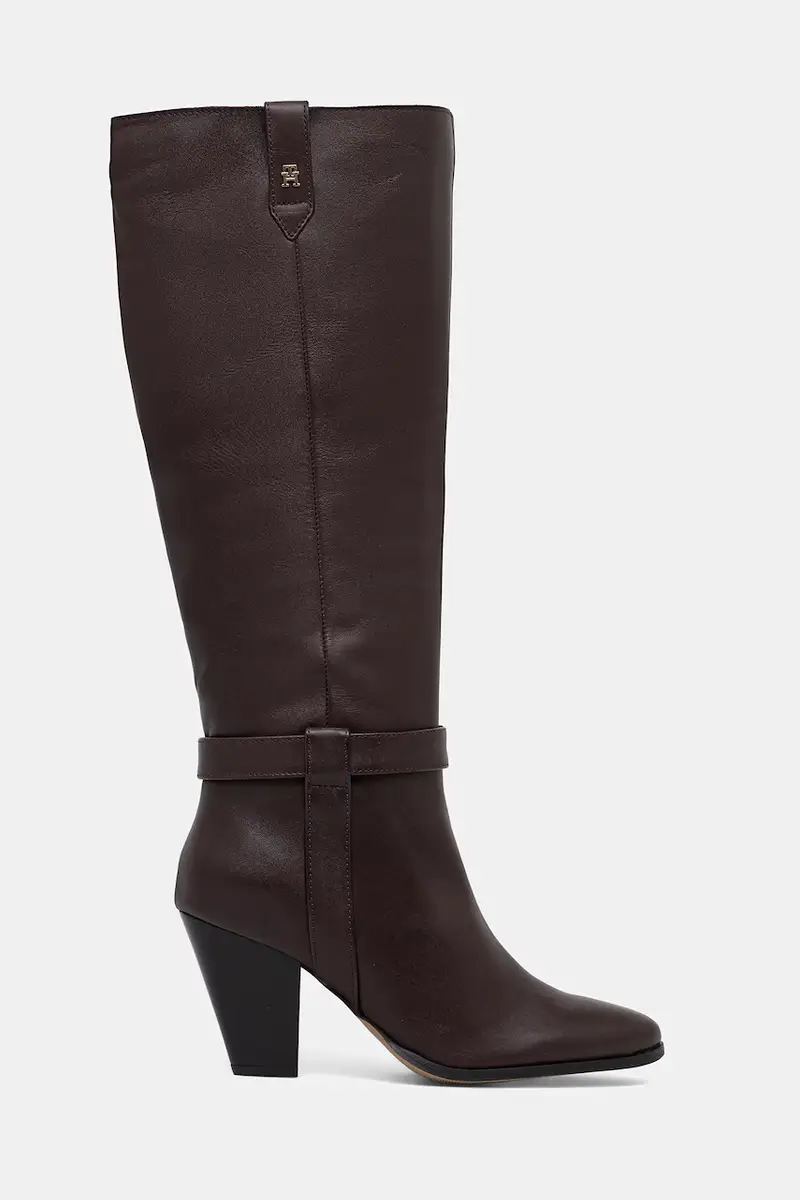 stivali in pelle TH T-STRAP LTHR POINTY LONG BOOT donna colore marrone FW0FW08982 miniatura 2