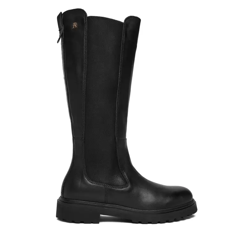 Stivali Tommy Hilfiger Th Lthr Cleated Long Boot FW0FW08985 Nero