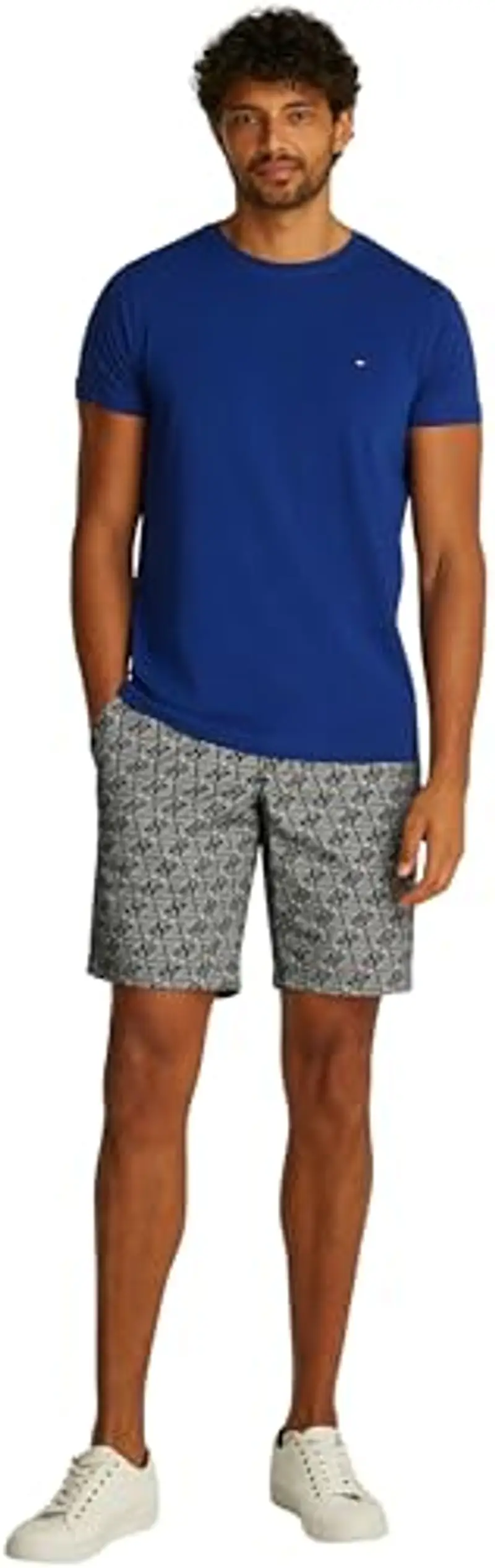 Tommy Hilfiger Stretch Slim Fit Tee Mw0Mw10800, Maglietta a Maniche Corte, Uomo, Blu (Wedge Blue), L