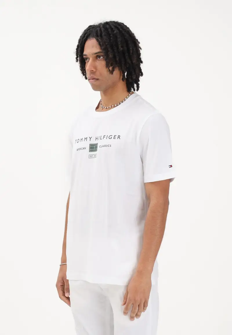 T-shirt a manica corta bianca da uomo con stampa