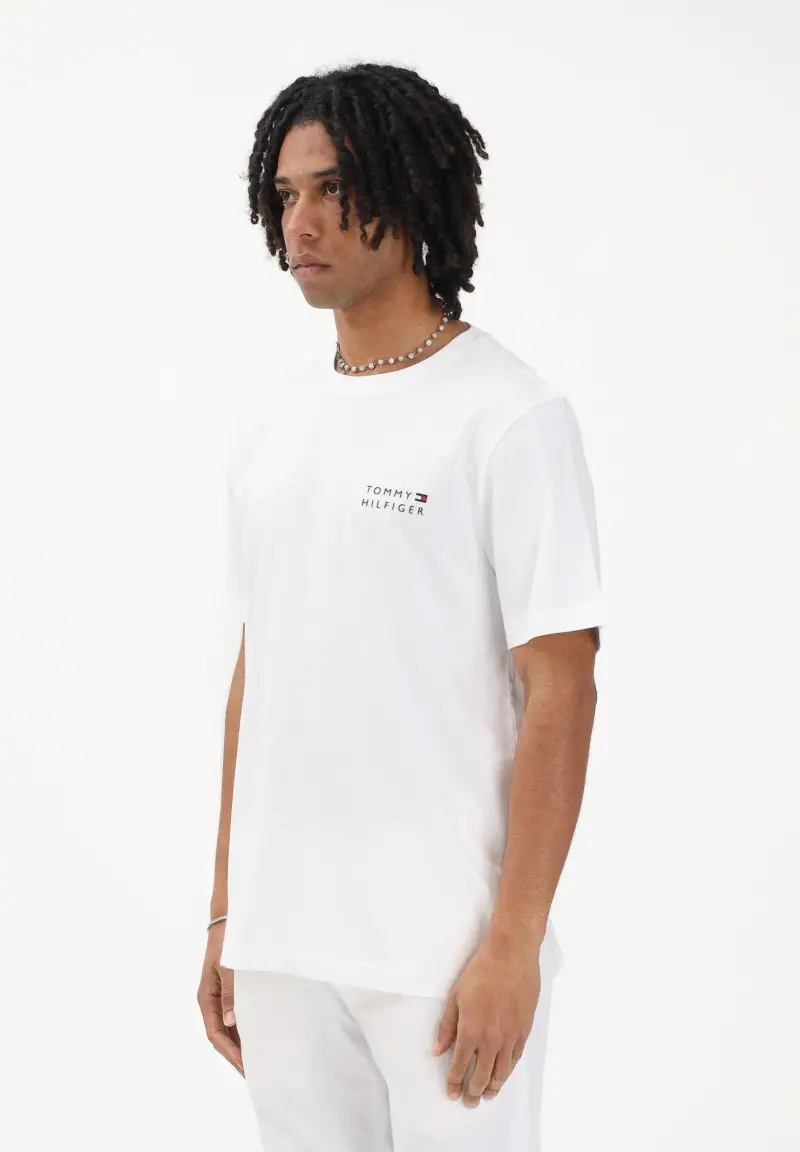 T-shirt a manica corta bianca da uomo con stampa