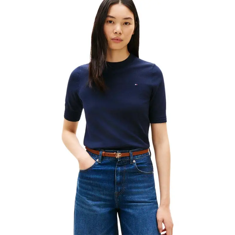 T-Shirt In Maglia Blu Donna M