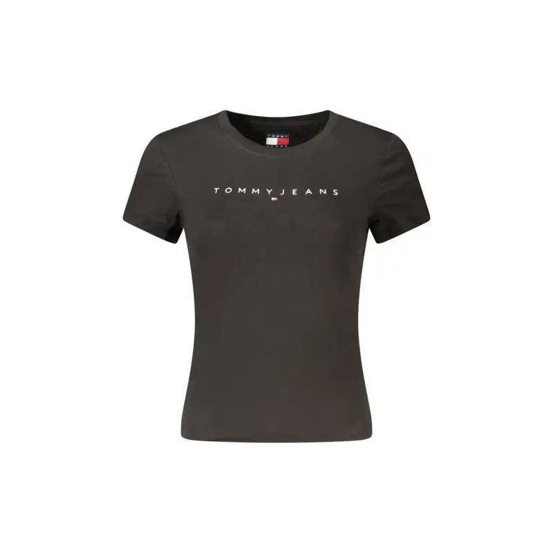 T-Shirt Maniche Corte Donna Nera Stampa Logo Nero