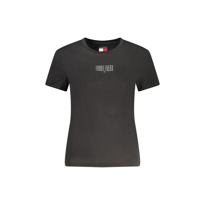 T-Shirt Maniche Corte Donna Nera Stampa Logo Nero