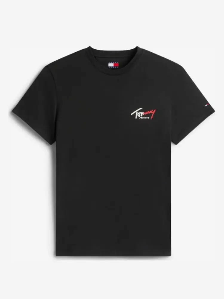 t-shirt uomo in cotone nero con firma logo