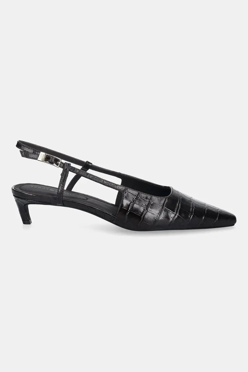 tacchi in pelle CROC SLINGBACK SLANTED HEEL colore marrone FW0FW08990 miniatura 2