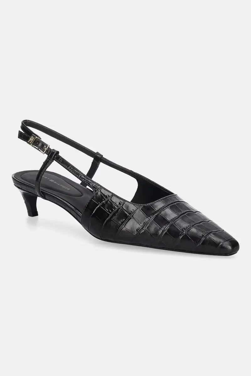 tacchi in pelle CROC SLINGBACK SLANTED HEEL colore marrone FW0FW08990