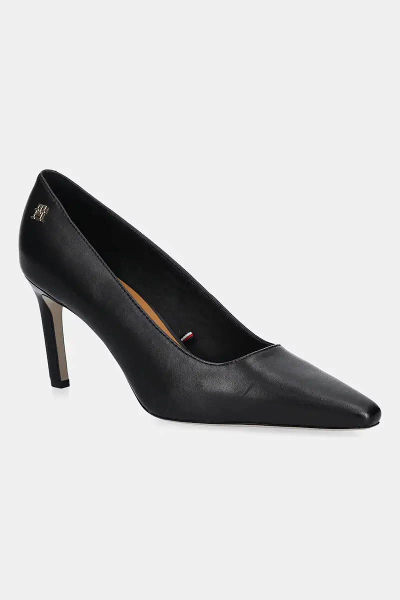 tacchi in pelle TH LOGO LEATHER PUMP SLANTED HL colore nero FW0FW08993
